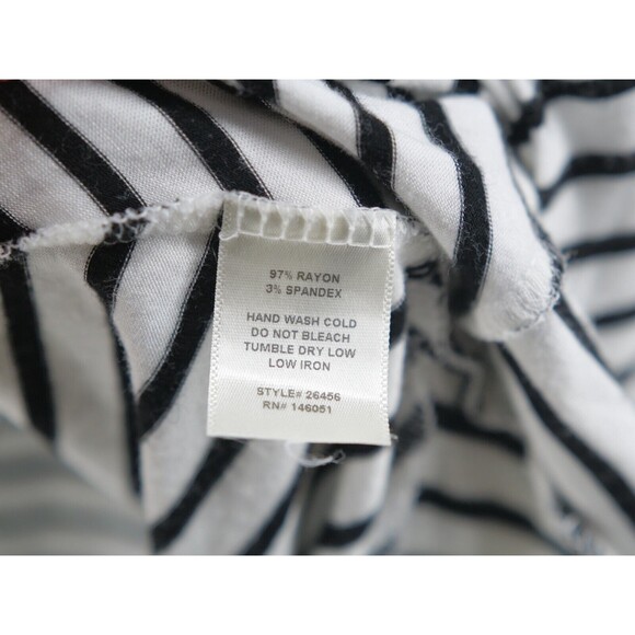 Monteau Los Angeles Top Women’s Black White Striped SPLICED TEE Large‎ Rayon - Picture 4 of 8
